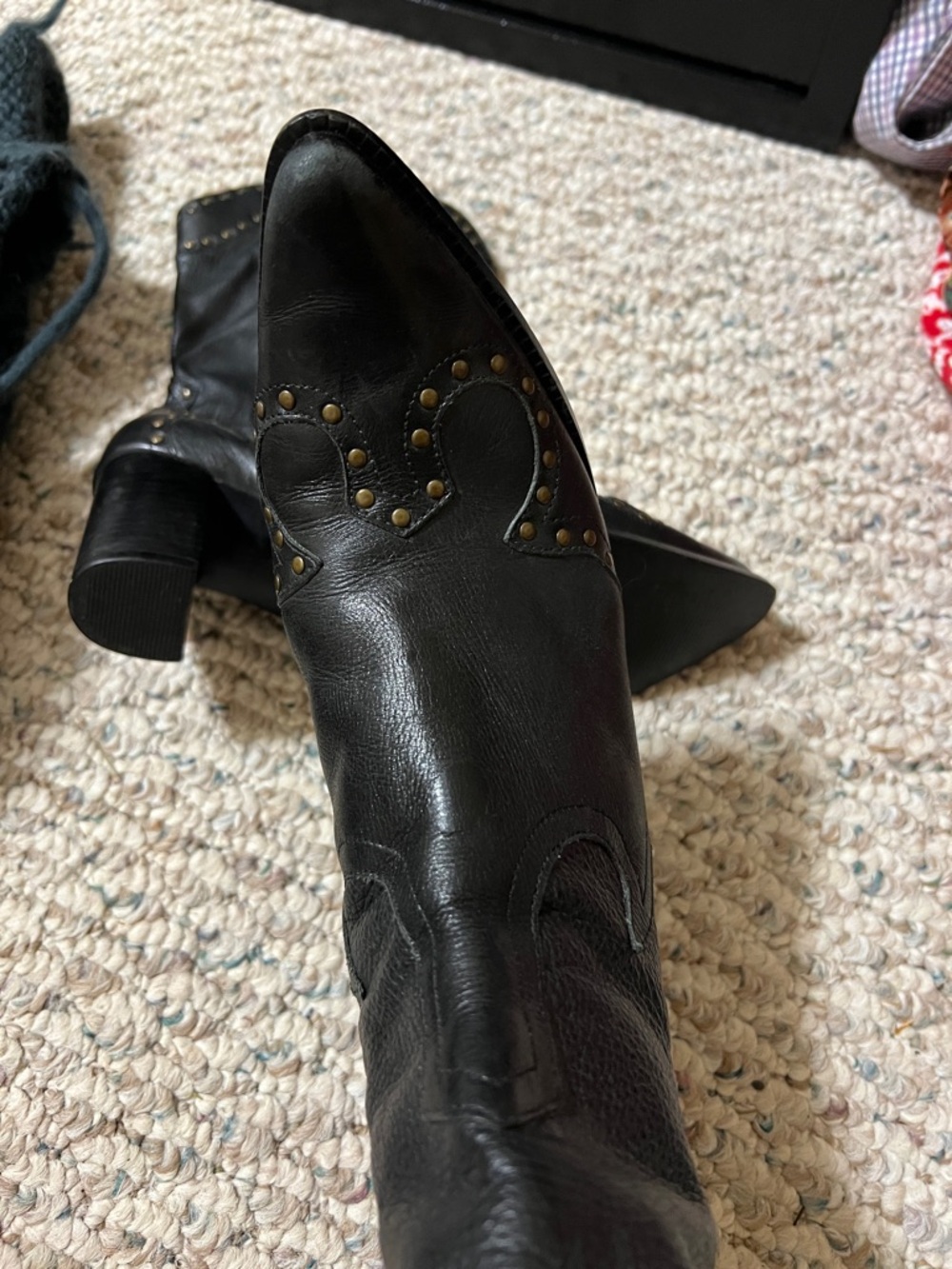 Matisse Black Studded Leather Heeled Boots